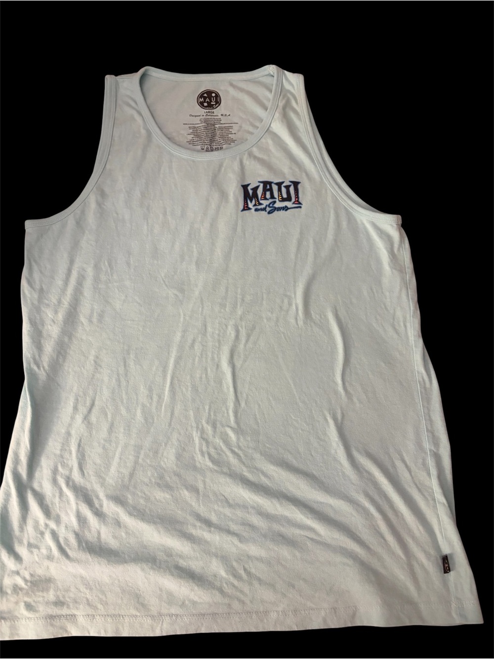 Maui and Sons White Tank Top with Navy Logo